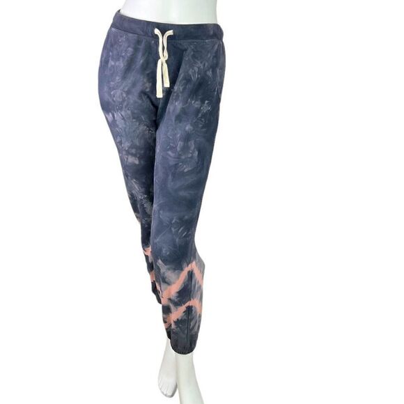 Electric & Rose Sunset Print Tie Dye Sweatpants Joggers Navy Blue & Pink, Size M - Picture 1 of 7